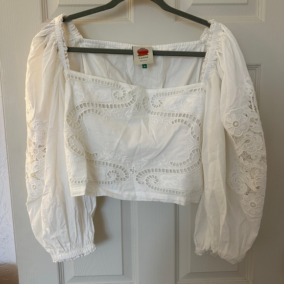 NWOT FARM Rio White Lace Blouse - Picture 4 of 6